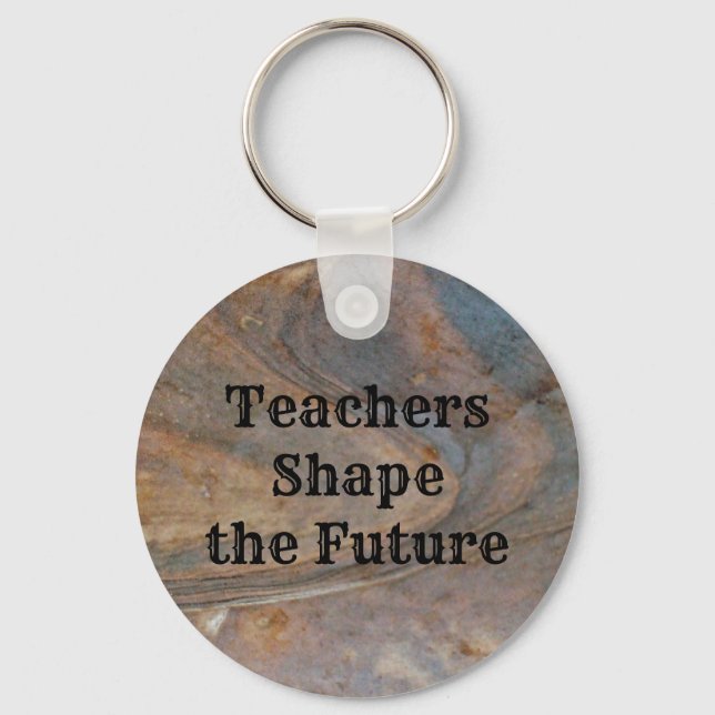 Teachers Shape the Future Brown Woodgrain Nature Key Ring (Front)