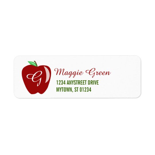 Teacher's Shiny Apple Return Address Label