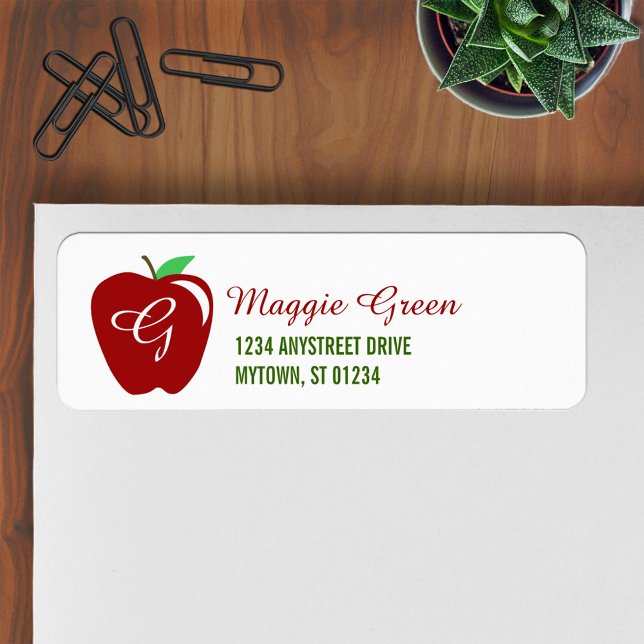Teacher's Shiny Apple Return Address Label (Creator Uploaded)