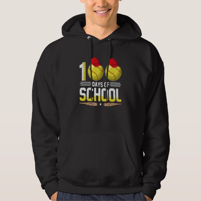 Teachers Students 100th Day of School Softball Hoodie (Front)