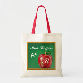 Teachers Students A+ Red Apple Green Chalkboard Tote Bag