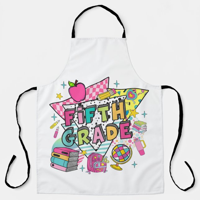 Teachers Students Retro 90s Back To School Apron (Front)
