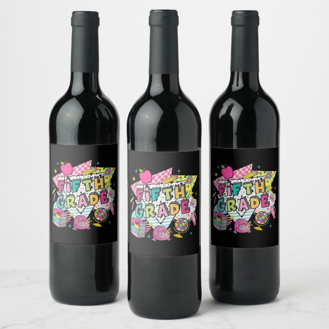 Teachers Students Retro 90s Back To School Wine Label (Bottles)