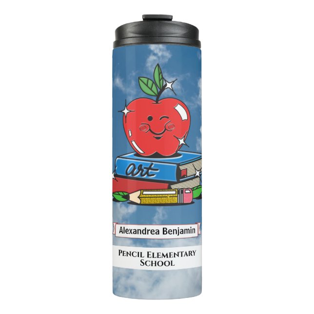 Teachers Students School Books Apple Custom  Thermal Tumbler (Front)