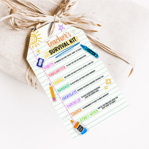 Teacher's Survival Kit Back to School Favour Tags