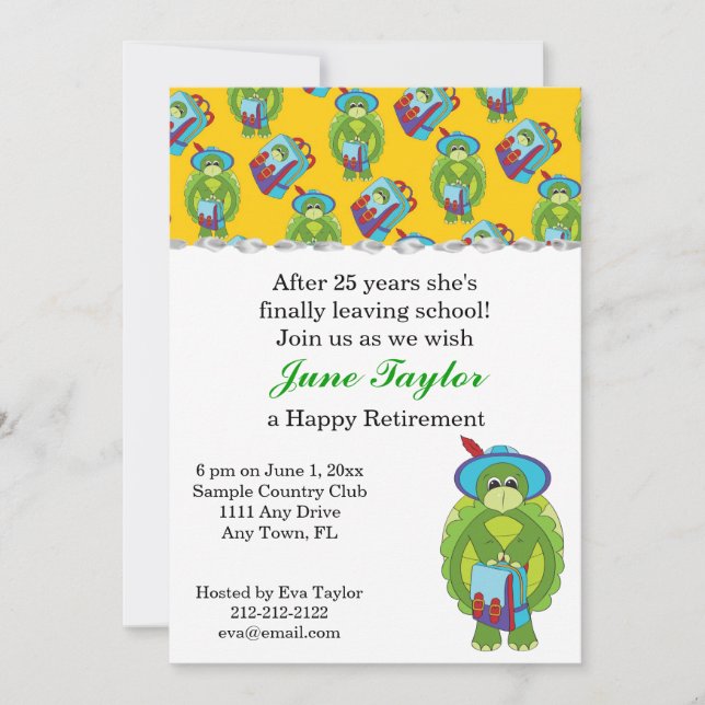 Teachers & Turtles Retirement Party Invitation (Front)