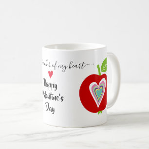 Teachers Valentines day colourful hearts and apple Coffee Mug
