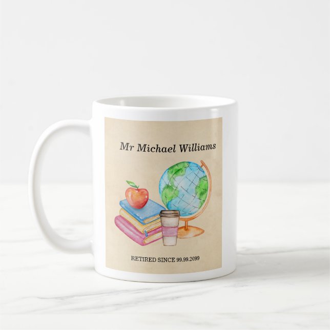 Teachers Vintage Globe Books Retirement Party  Coffee Mug (Left)