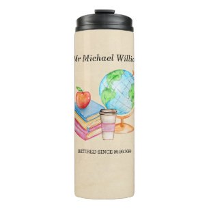 Teachers Vintage Globe Books Retirement Party  Thermal Tumbler