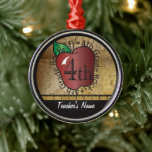 Teacher's Vintage Style 4th Grade | Chalkboard Metal Ornament<br><div class="desc">4th Grade Teacher Christmas Ornament ready for you to personalise. 🥇AN ORIGINAL COPYRIGHT ART DESIGN by Donna Siegrist ONLY AVAILABLE ON ZAZZLE! ✔NOTE: ONLY CHANGE THE TEMPLATE AREAS NEEDED! 😀 If needed, you can remove some of the text and start fresh adding whatever text and font you like. 📌If you...</div>