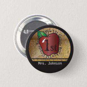 Teacher's Vintage Styled 1st Grade 👩🏫 6 Cm Round Badge