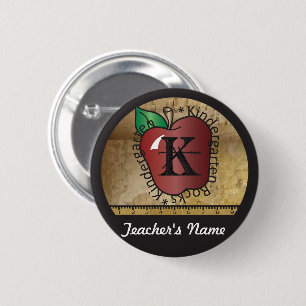 Teacher's Vintage Styled Kindergarten Button Pin