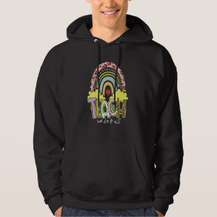 Teachers We Do It All Teacher Boho Rainbow Leopard Hoodie