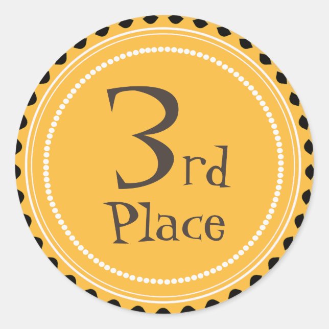 Teacher's Yellow Third Place Award Stickers (Front)