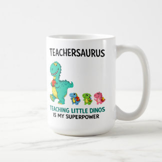 Teachersaurus teacher humour with little dinosaurs coffee mug