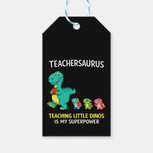 Teachersaurus teacher humour with little dinosaurs gift tags