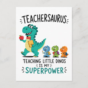 Teachersaurus teacher humour with little dinosaurs postcard