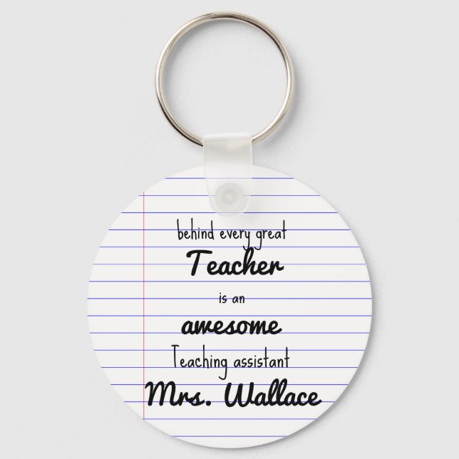 Teaching Assistant Keychain, Teacher Aid Gift, Tha Key Ring (Front)