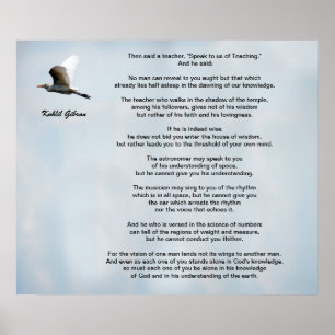 Teaching by Kahlil Gibran Poster