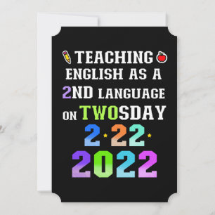 Teaching English ESL on Twosday Tuesday 2/22/2022 Thank You Card