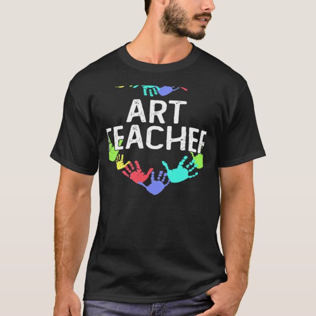 Teaching Future Artists Retro Teacher Back to scho T-Shirt (Front)