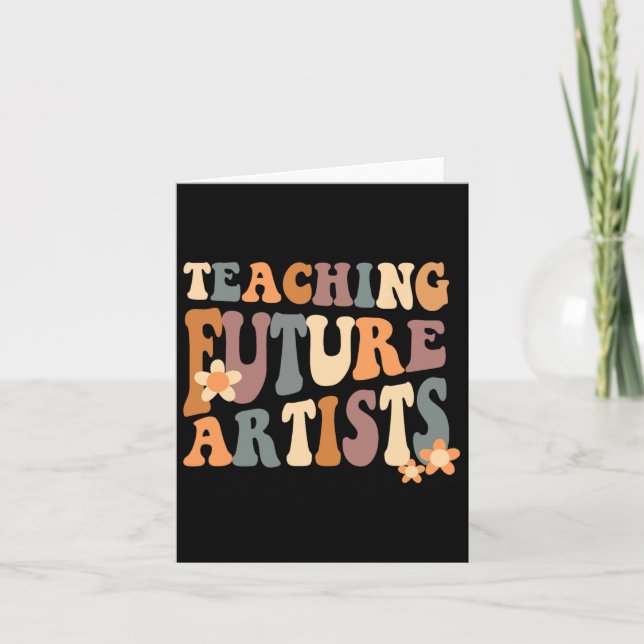 Teaching Future Artists Retro Teacher Students Wom Card (Front)