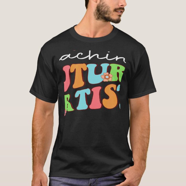 Teaching Future Artists Retro Teacher Students Wom T-Shirt (Front)