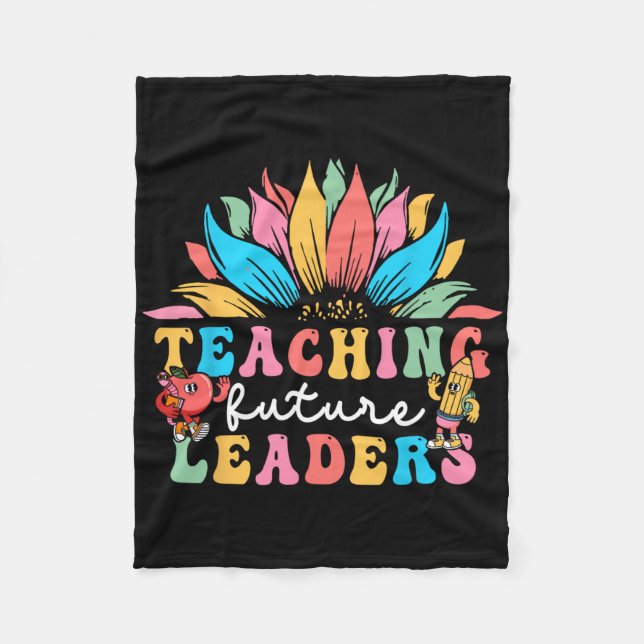 Teaching Future Leaders Groovy Sunflower  Fleece Blanket (Front)