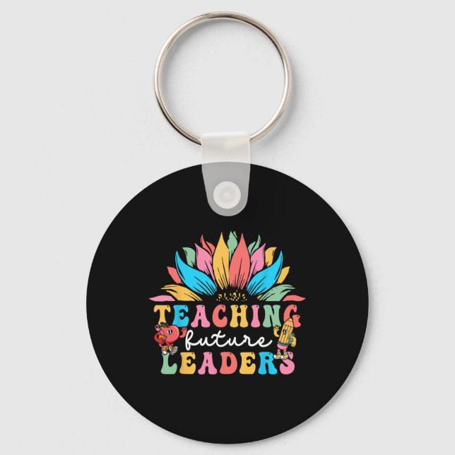 Teaching Future Leaders Groovy Sunflower  Key Ring (Front)