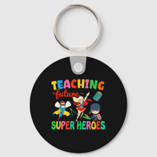 Teaching Future Super Heroes Groovy Teacher Back T Key Ring