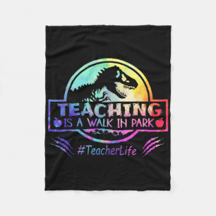 Teaching Is A Walk In Park Teacher Life Funny Moth Fleece Blanket