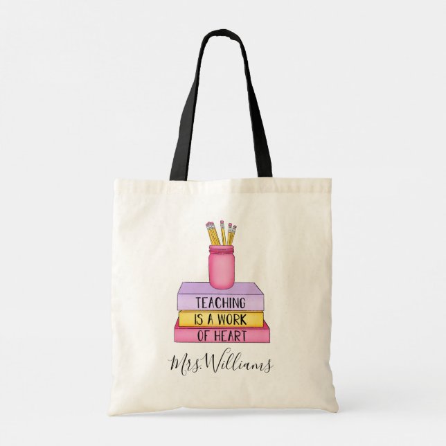 Teaching is a Work of Art Teacher Gift Tote Bag (Back)