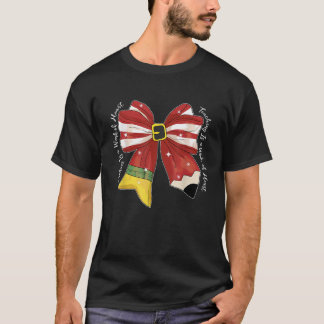 Teaching Is A Work Of Heart Coquette Bow Christmas T-Shirt