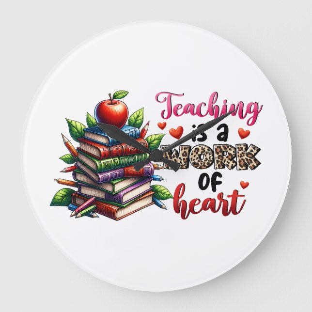 Teaching Is A Work Of Heart Large Clock (Front)