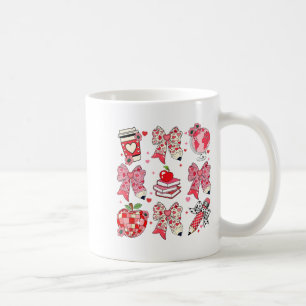 Teaching Is A Work Of Heart Pencil Bow Teacher Val Coffee Mug