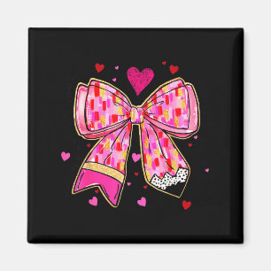 Teaching Is A Work Of Heart Pencil Bow Teacher Val Magnet