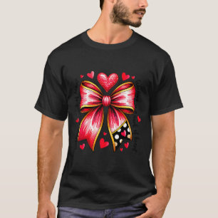 Teaching Is A Work Of Heart Pencil Bow Teacher Val T-Shirt