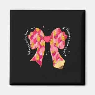 Teaching Is A Work Of Heart Pink Coquette Bow Vale Magnet