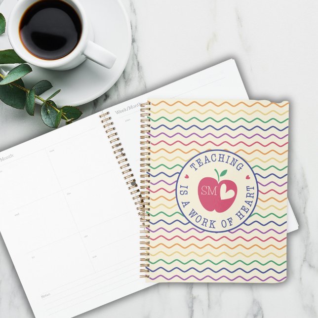 Teaching Is A Work Of Heart Rainbow Pattern Planner (Creator Uploaded)