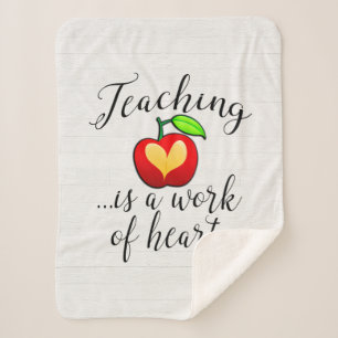 Teaching is a Work of Heart Teacher Appreciation Sherpa Blanket