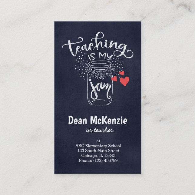 Teaching is my jam business card (Front)