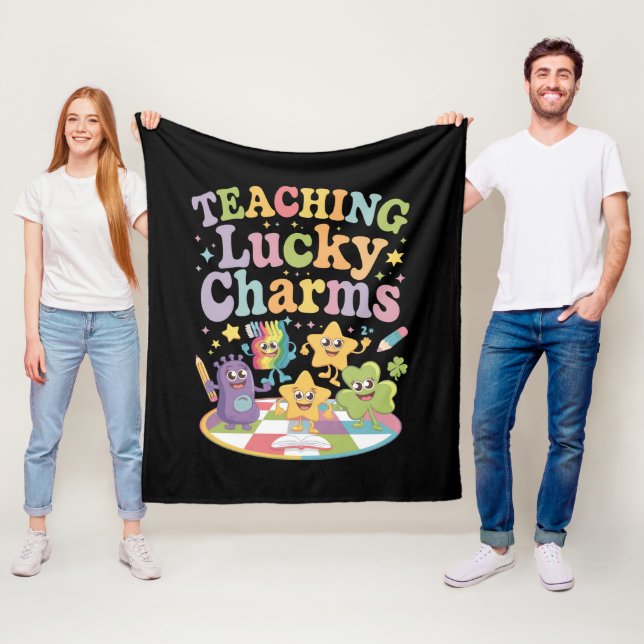 Teaching Lucky Charms Teacher St Patricks Day Fleece Blanket (In Situ)