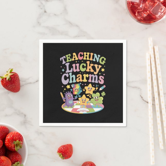 Teaching Lucky Charms Teacher St Patricks Day Napkin (Insitu)