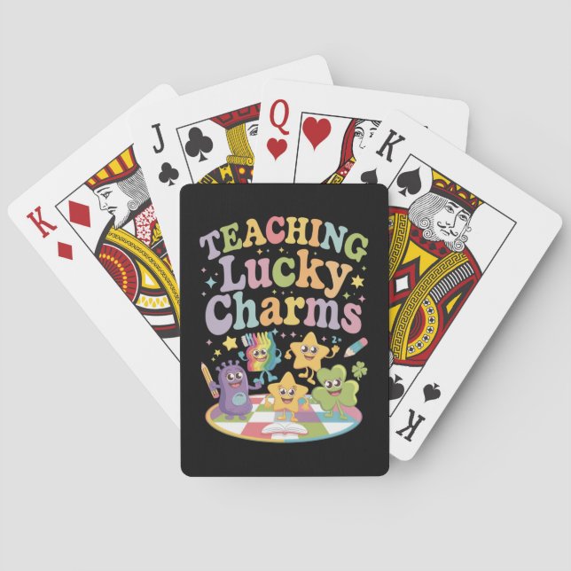 Teaching Lucky Charms Teacher St Patricks Day Playing Cards (Back)