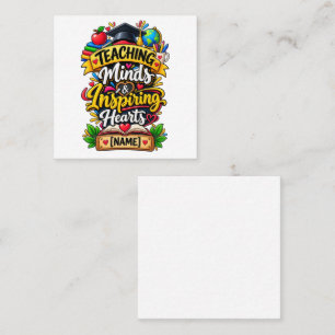 Teaching Minds and Inspiring Hearts Inspirational Square Business Card