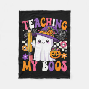 Teaching My Boos Ghost Teacher Cute Pencil Hallowe Fleece Blanket