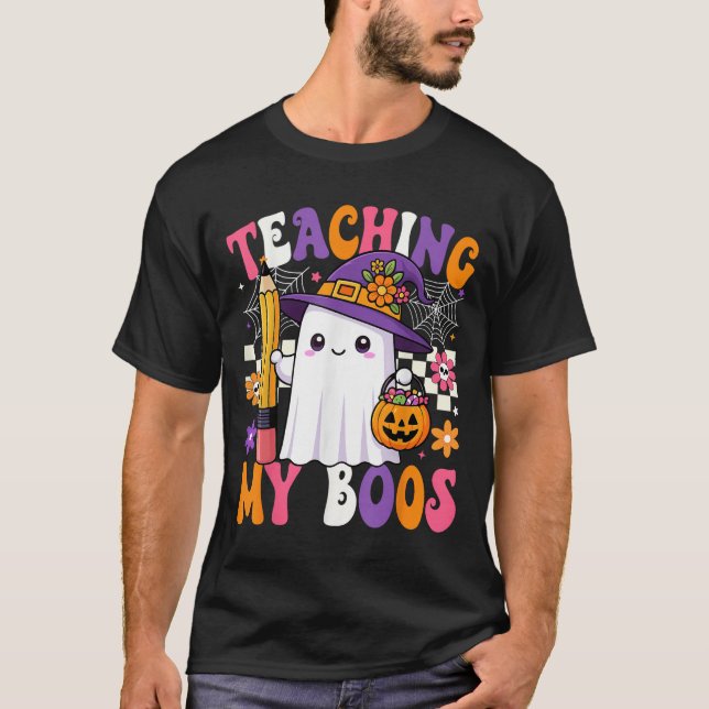 Teaching My Boos Ghost Teacher Cute Pencil Hallowe T-Shirt (Front)