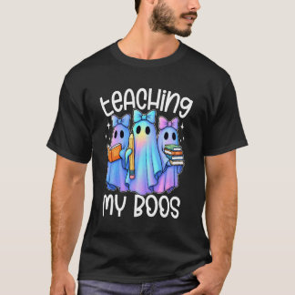 Teaching My Boos Pastel Galaxy Ghost Bow Halloween T-Shirt