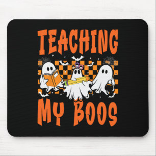 Teaching My Boos Teacher Cute Ghost Groovy Teacher Mouse Pad