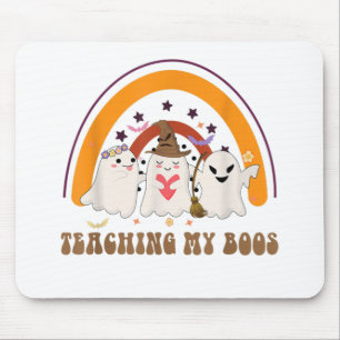 Teaching My Boos Teacher Halloween Retro Cute Ghos Mouse Pad
